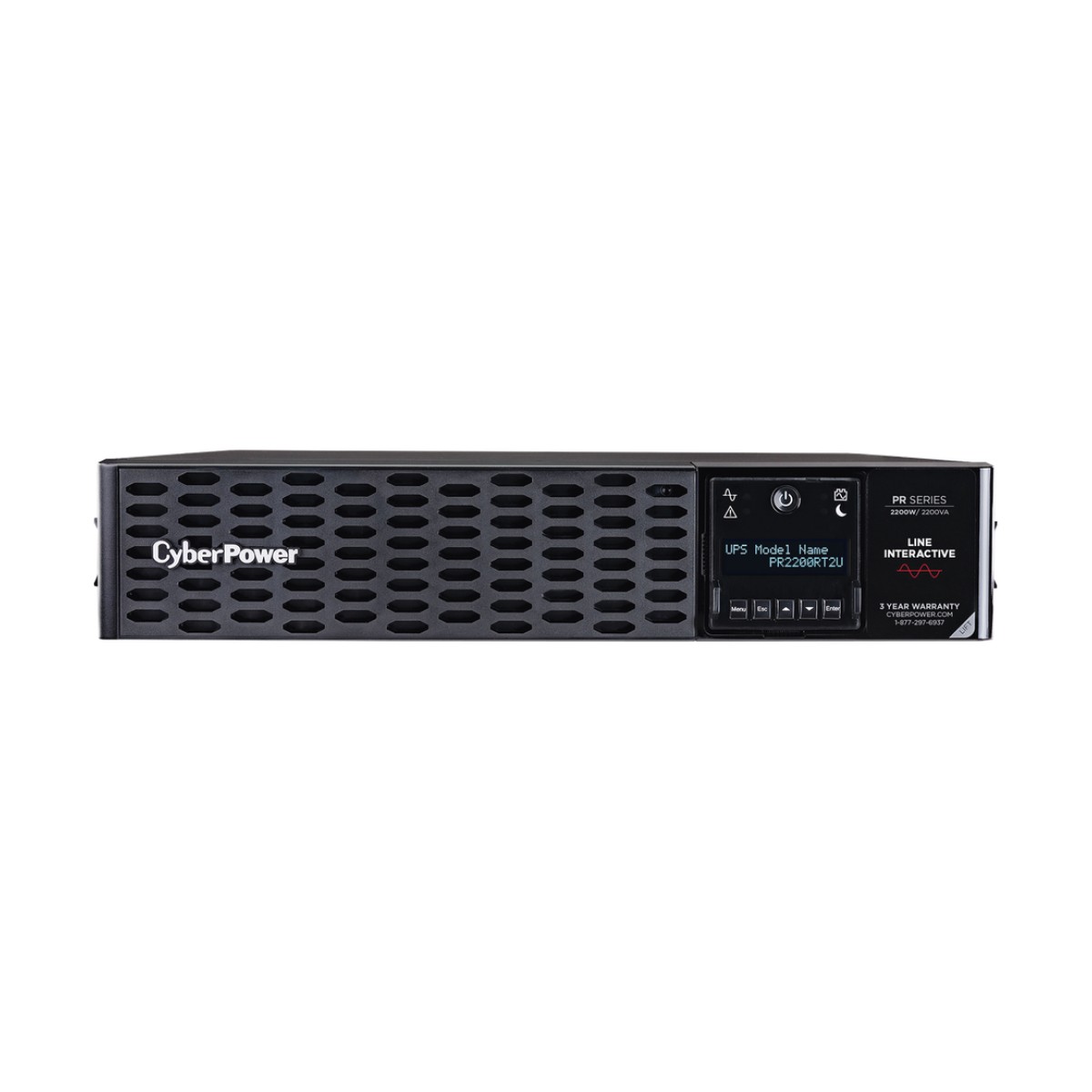 UPS de 2200 VA/2200 W, Topología Línea Interactiva, Entrada 120 Vca NEMA L5-30P, Onda Senoidal Pura, Torre o Rack 2 UR, Con 8 Tomas NEMA 5-20R