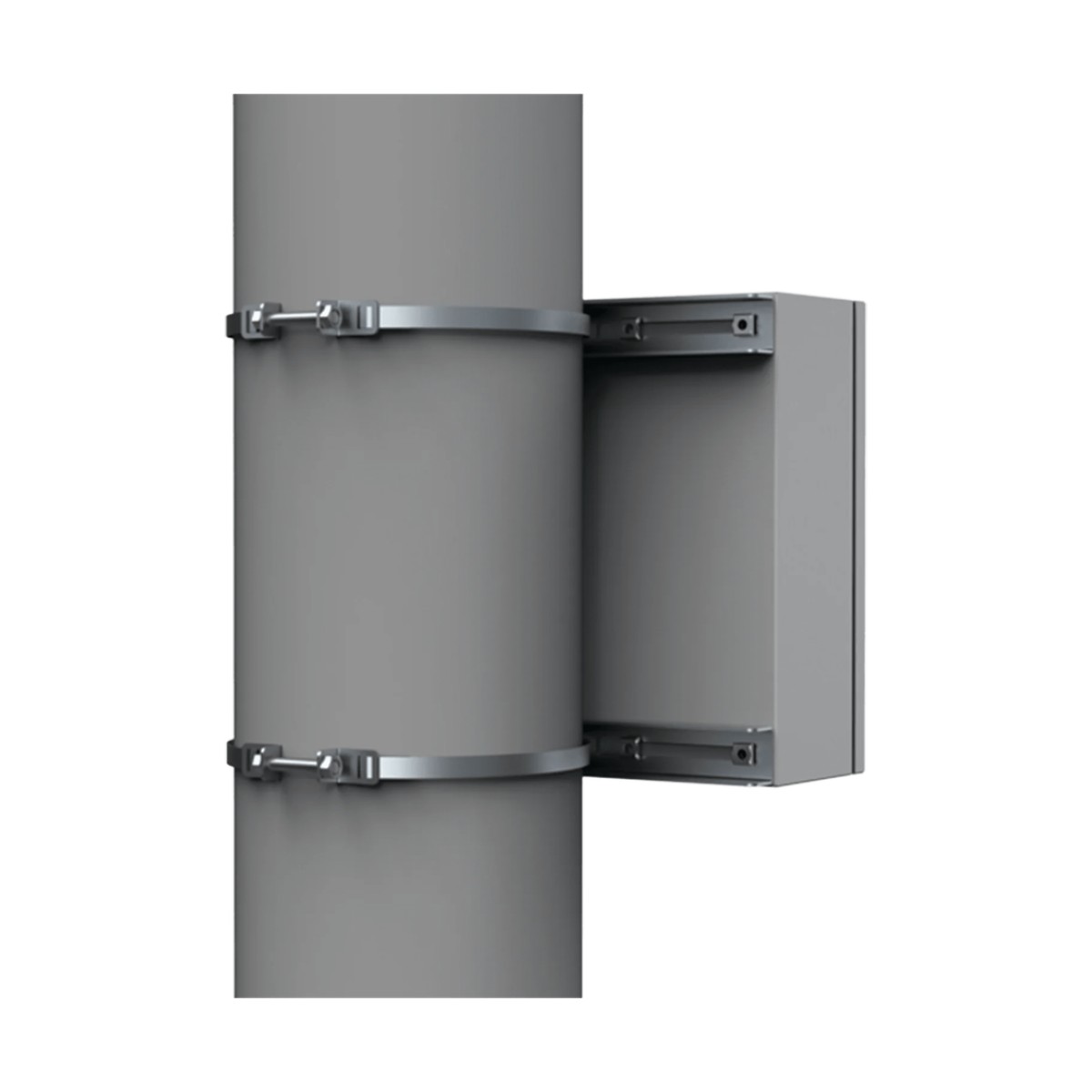 Kit de Fijación para Postes / Enclosure Pole Fixation / Acero Galvanizado / Carga Máxima 900 N / Diámetro Poste 80-250 mm (3.15-9.84 in) / 2 Perfiles + Accesorios