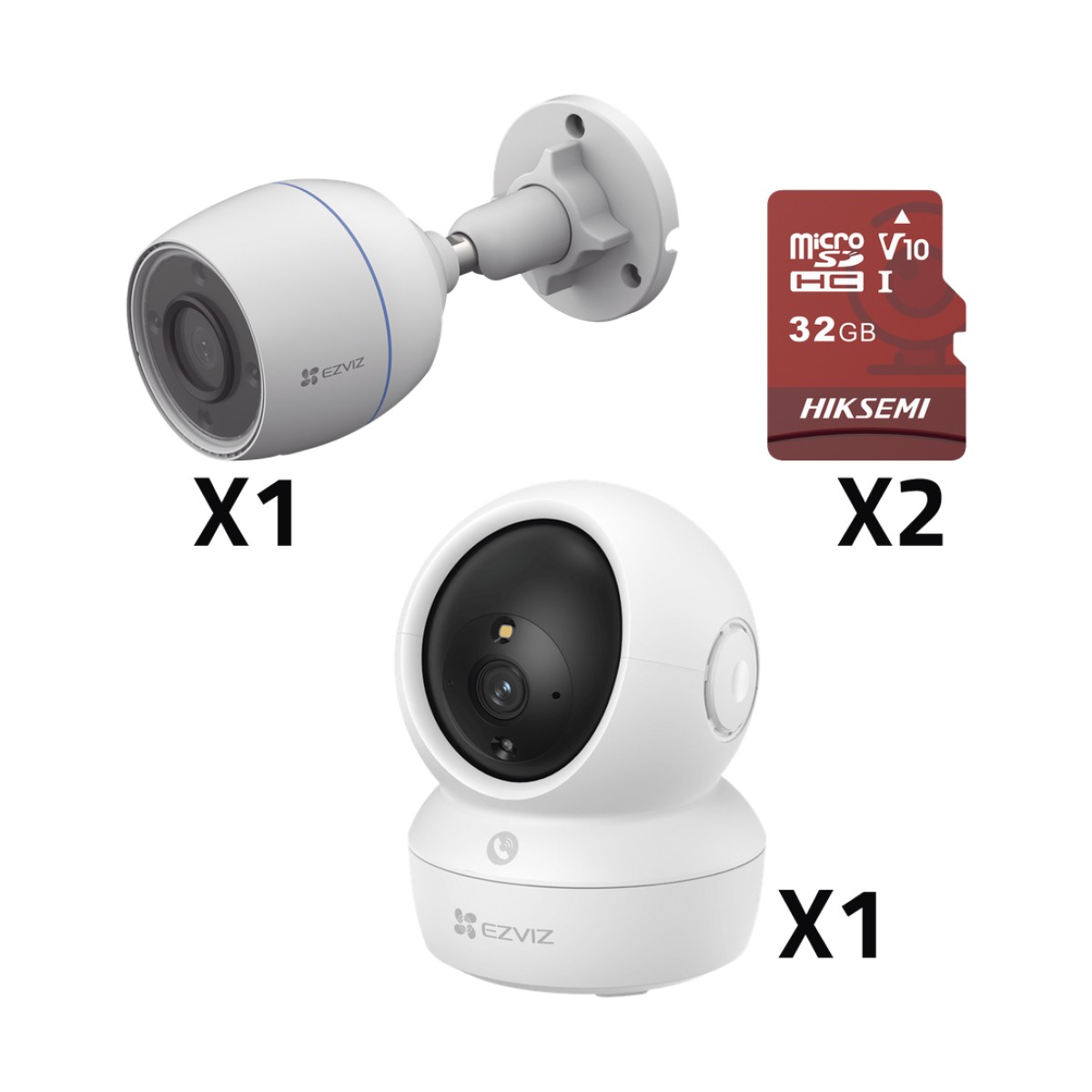 Kit de cámaras WiFi / Incluye 1 pieza CS/H6C/5MP  Para Uso en Interior / 1 pieza CS-H3C Para Uso en Exterior / 1 PZA Micro SD HS-TF-E1/32G / Detección de Movimiento / Notificaciones Instantáneas