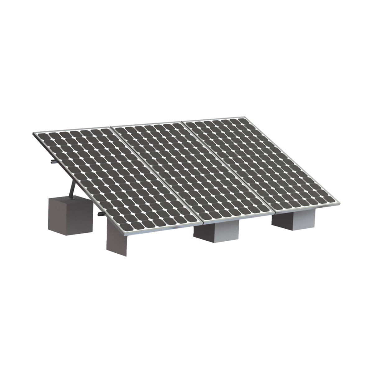 Montaje para 3 Panel Solar, Riel "8" de 4050mm para Módulos con Espesor de 35mm, Velocidad de Viento Máx. 136km/h (20° a 45°)