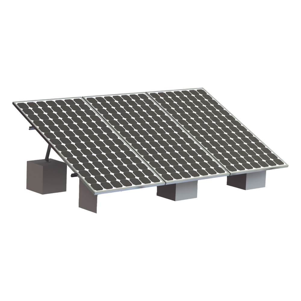 Montaje para 3 Panel Solar, Riel "8" de 4050mm para Módulos con Espesor de 35mm, Velocidad de Viento Máx. 136km/h (20° a 45°)