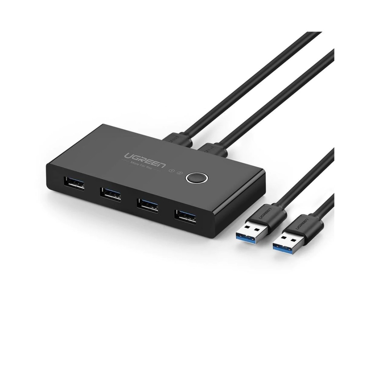 Conmutador USB para Compartir 4 Puertos USB 3.0 a 2 PC Ìs | Cambio Mediante Botón | Incluye Dos Cables USB de 1.5 m | ABS | Permite que 2 Usuarios Compartan 4 Dispositivos Periféricos USB3.0, como una impresora, un escáner, etc.