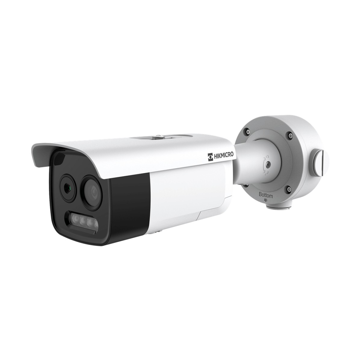 (HIKMICRO) Cámara Bala IP Bi-Espectral / Térmica (256 X 192 / 3.6 mm) + Óptica (5 MP / 4.3 mm) / IA GUANLAN / Rango: -20°C a 650°C / 2°C Tolerancia / Detección de Fuego y Humo / Alarma Visual y Audible / Dual Light