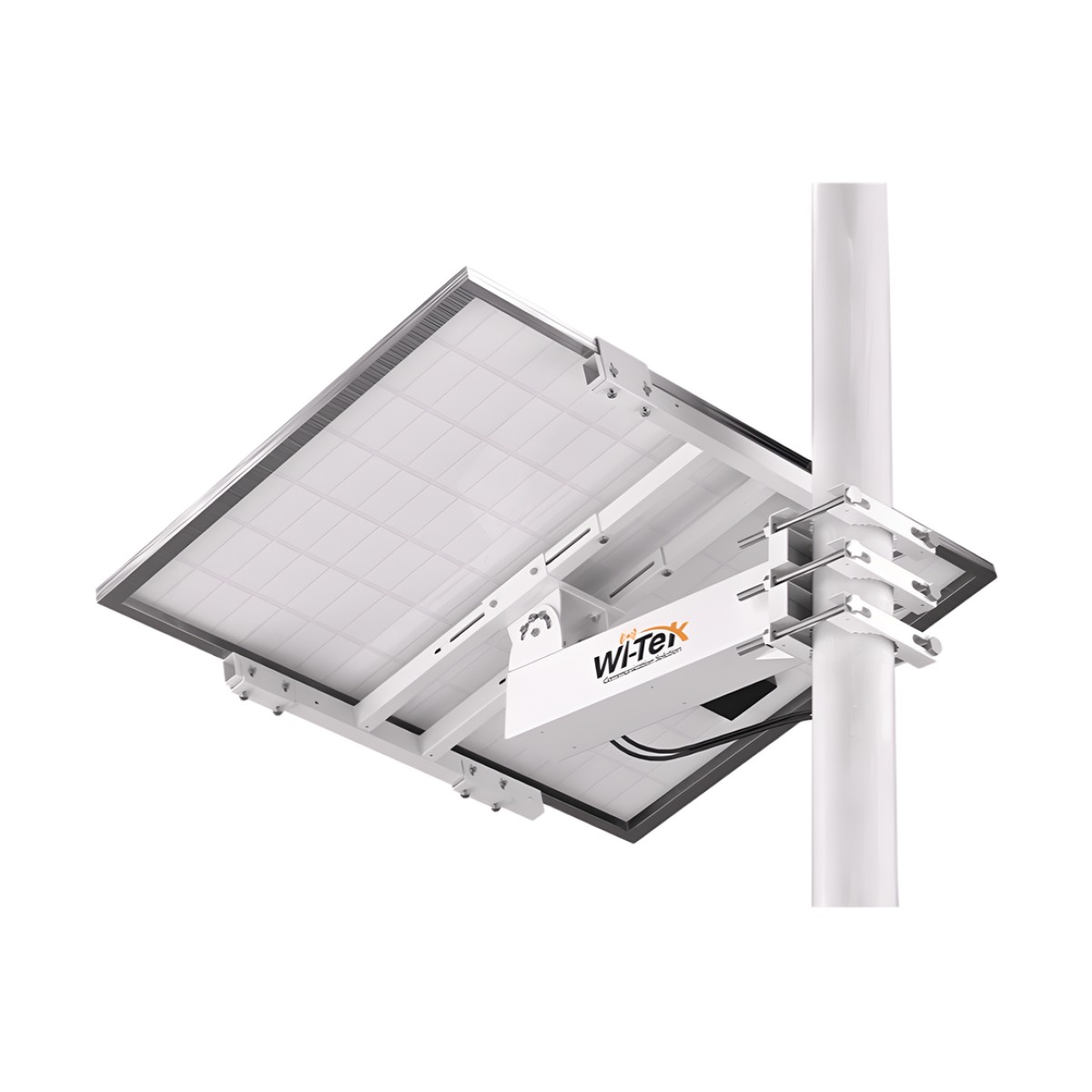 Soporte/Montaje para Panel Solar WI-BRKP133 para Postes / Estructura Galvanizada SGCC 2 mm / Ajuste Ángulo 0-75° / Compatible Postes Redondos 76-133 mm y Cuadrados 50-130 mm / Paneles hasta 900 mm Ancho y 35 mm Grosor / Resistente Corrosivo