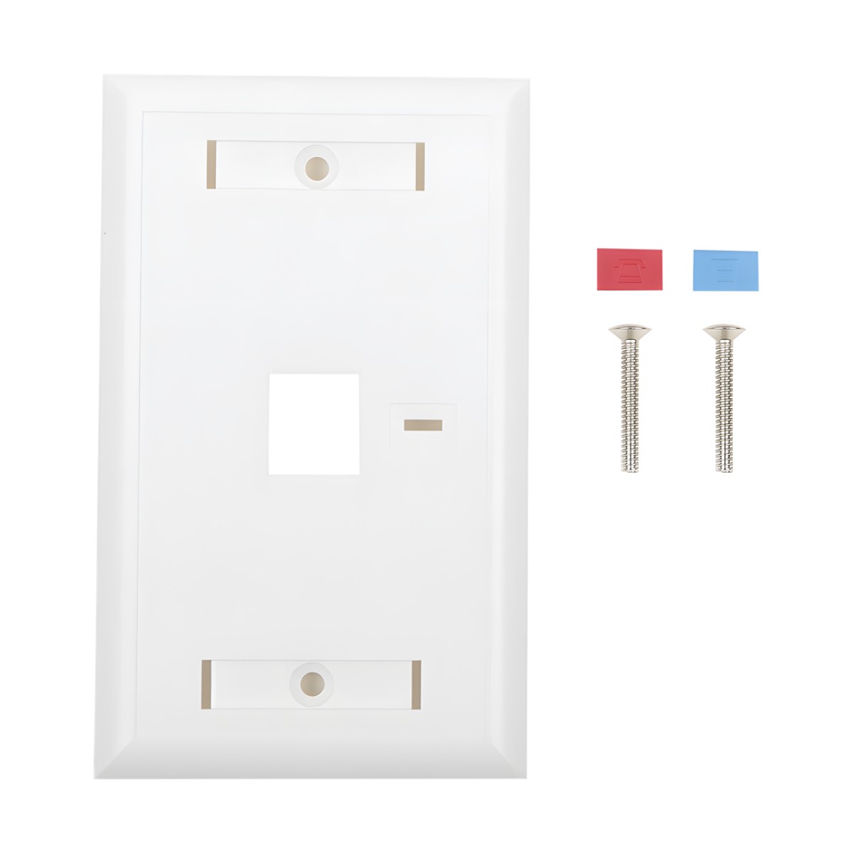 Placa de Pared de 1 Puerto, Keystone, con Espacio para Etiqueta, Color Blanco