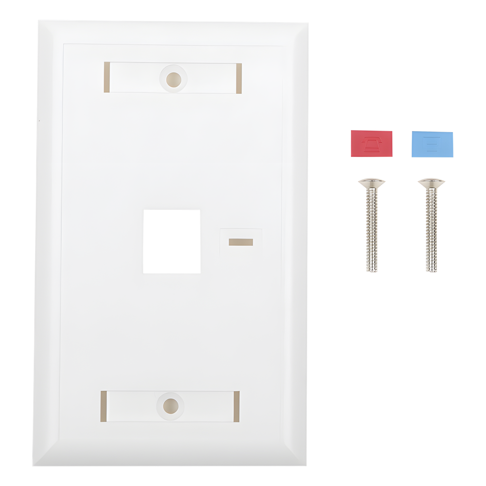 Placa de Pared de 1 Puerto, Keystone, con Espacio para Etiqueta, Color Blanco