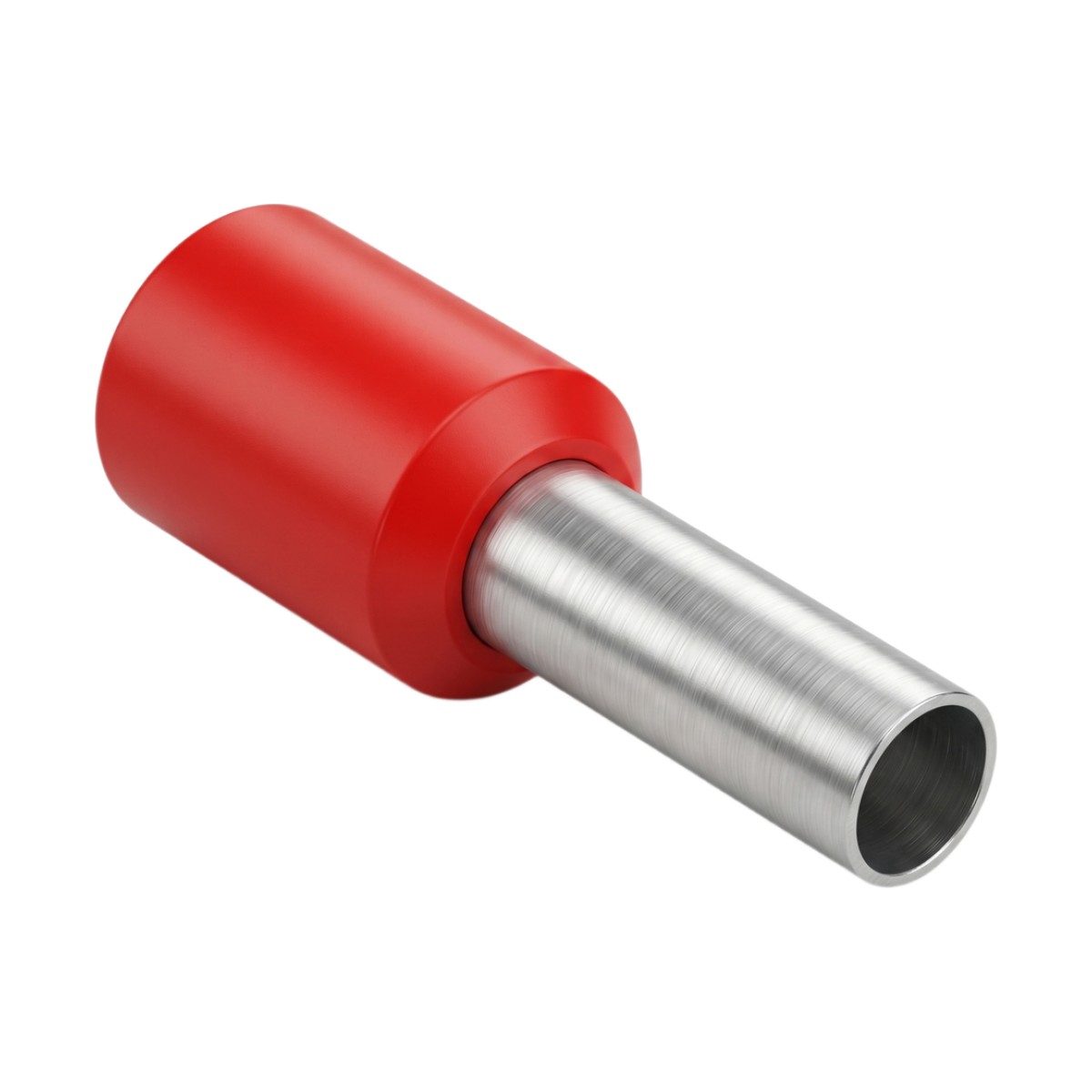 Conector Ferrule | 18AWG   |  1.0 mm²  | Conductor Latón Estañado  | Aislamiento PVC Rojo  | 25 Piezas por Bolsa