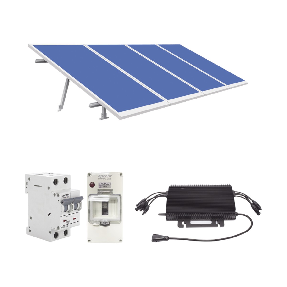 Kit Solar para Interconexión de 1.8KW de Potencia Pico 220Vca con Microinversor y 4 Módulos de 450 W (Incluye Montaje y Protecciones).