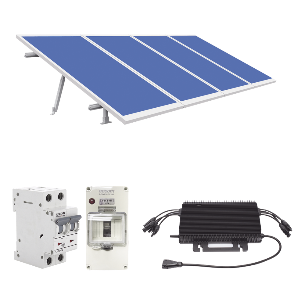 Kit Solar para Interconexión de 1.8KW de Potencia Pico 220Vca con Microinversor y 4 Módulos de 450 W (Incluye Montaje y Protecciones).