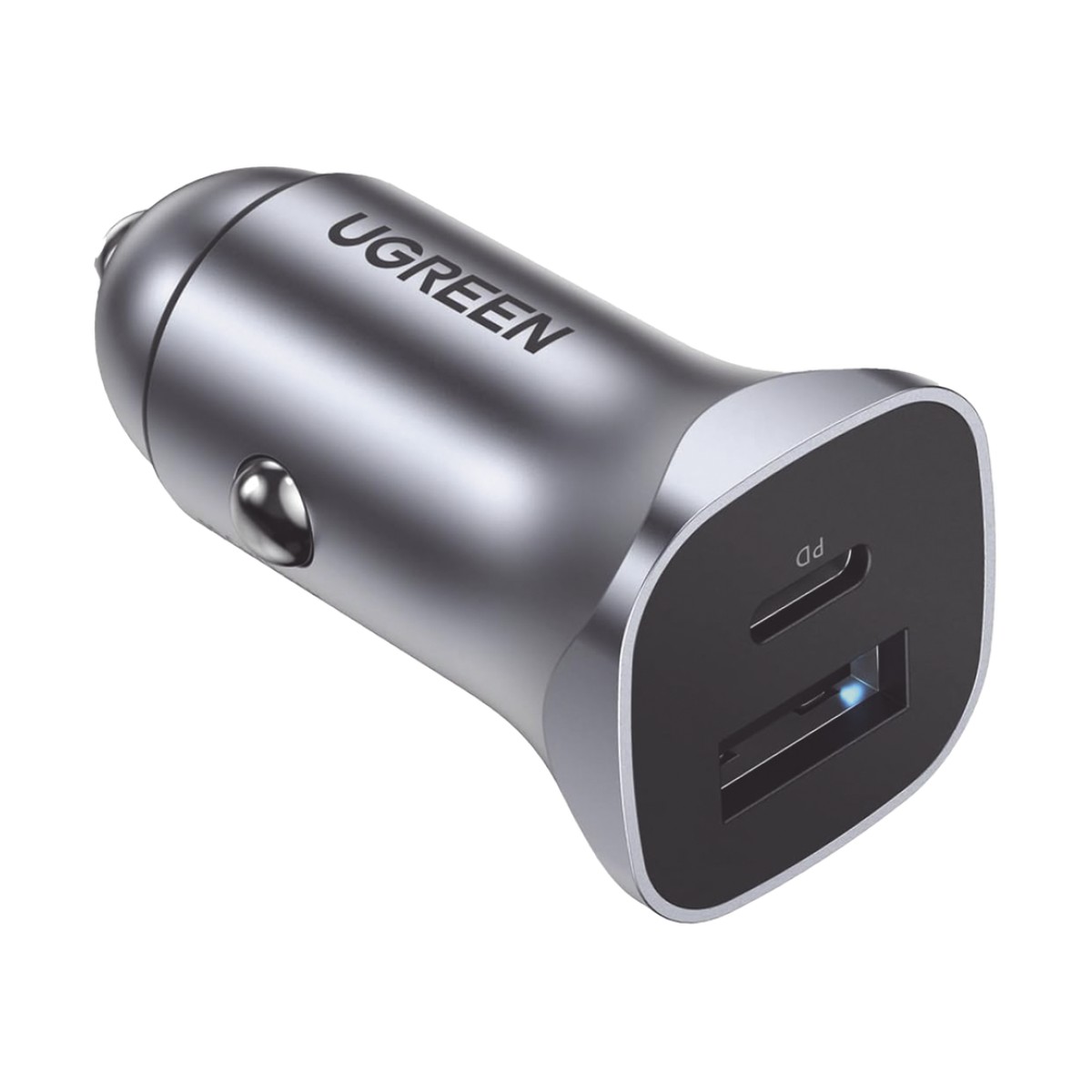 Cargador de Auto 24W | Puerto USB-A y USB-C | Carga Rápida | Compatible con Vehículos de 12 y 24 VCD | PD3.0 + QC3.0 | Indicador Led | Diseño Compacto | Chip Inteligente | Caja de Aluminio