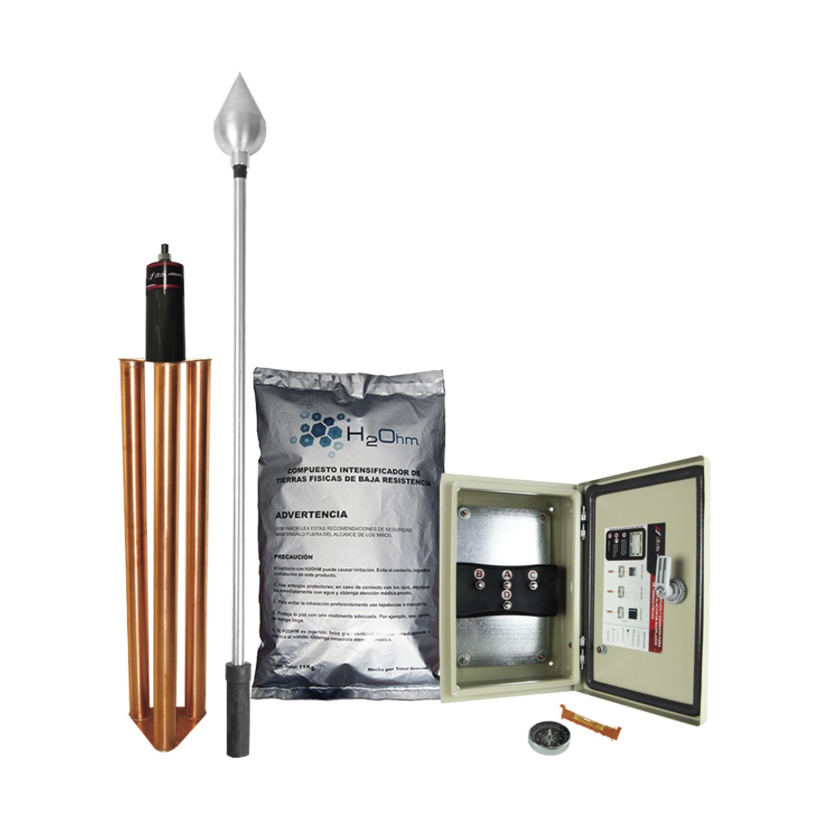 Kit de Pararrayo con Punta en Aluminio con Diámetro de Protección de 160 metros.
