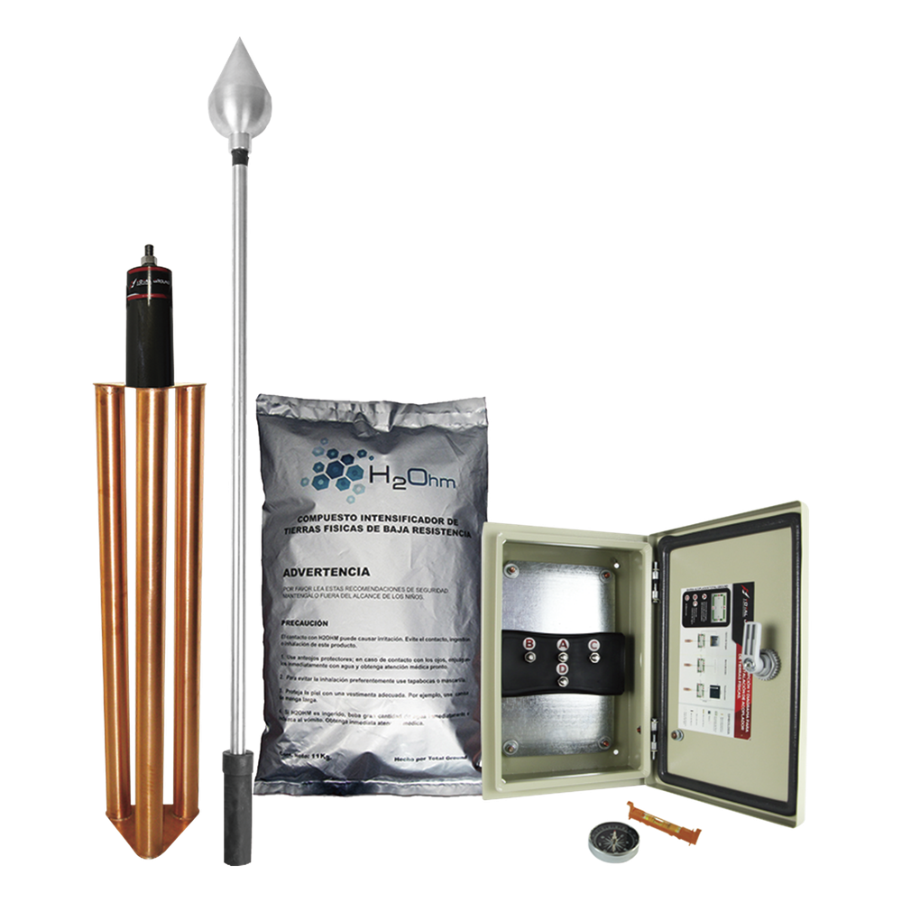 Kit de Pararrayo con Punta en Aluminio con Diámetro de Protección de 160 metros.