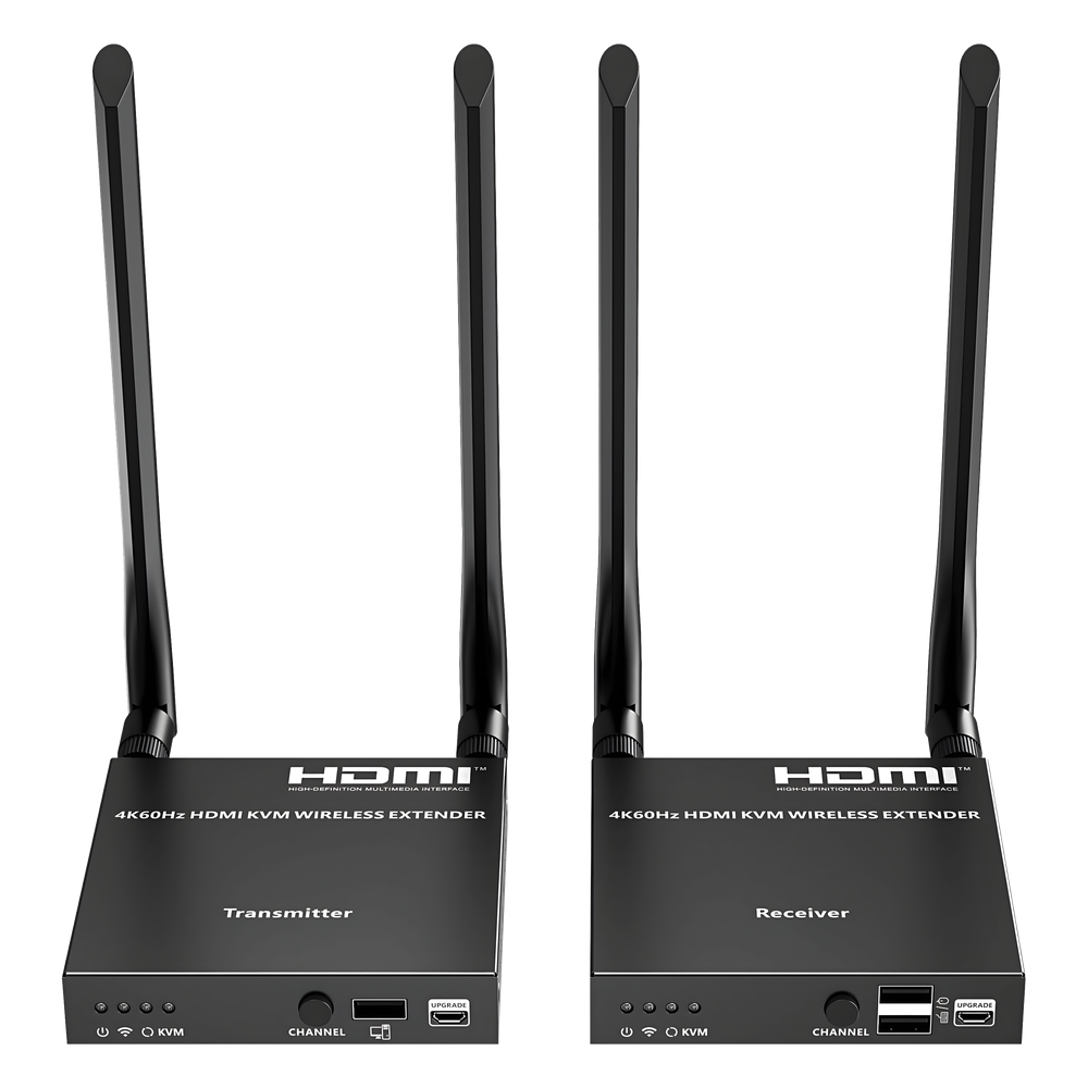 Extensor Inalámbrico HDMI| Con KVM | 4K@60Hz 4096x2160 | Tecnología ipcolor | Banda 5G 5.18-5.24 GHz | Distancia 50 m | Conexión de Hasta 1 a 4