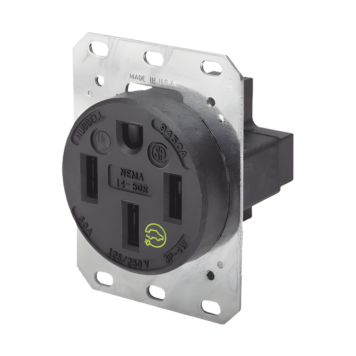 Receptáculo Recto de 50 A 125/250 V CA 3 Polos 4 Hilos (Nema 14-50R).