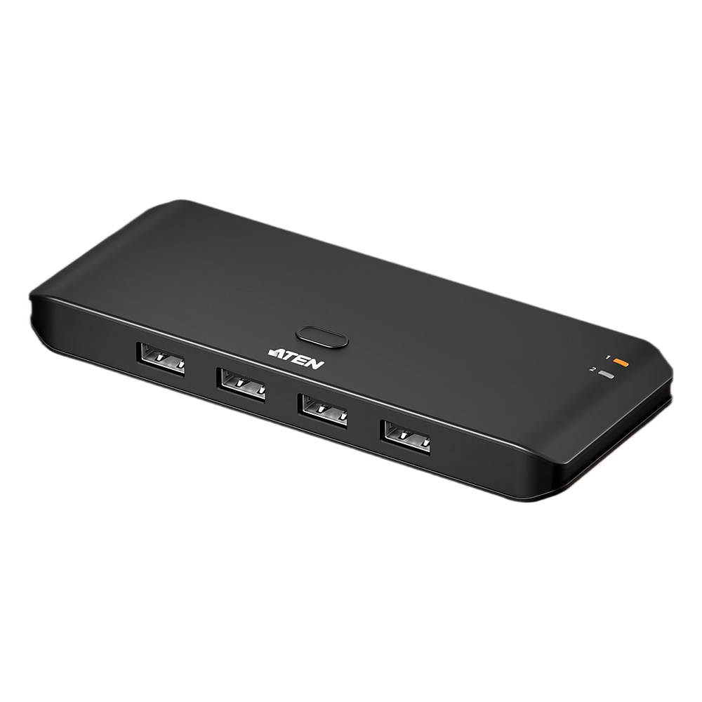 Switch USB 2.0 Compartido 2 x 4 Essentials | 480 Mbps | InstaSync | Pulsador Integrado | Diseño Compacto