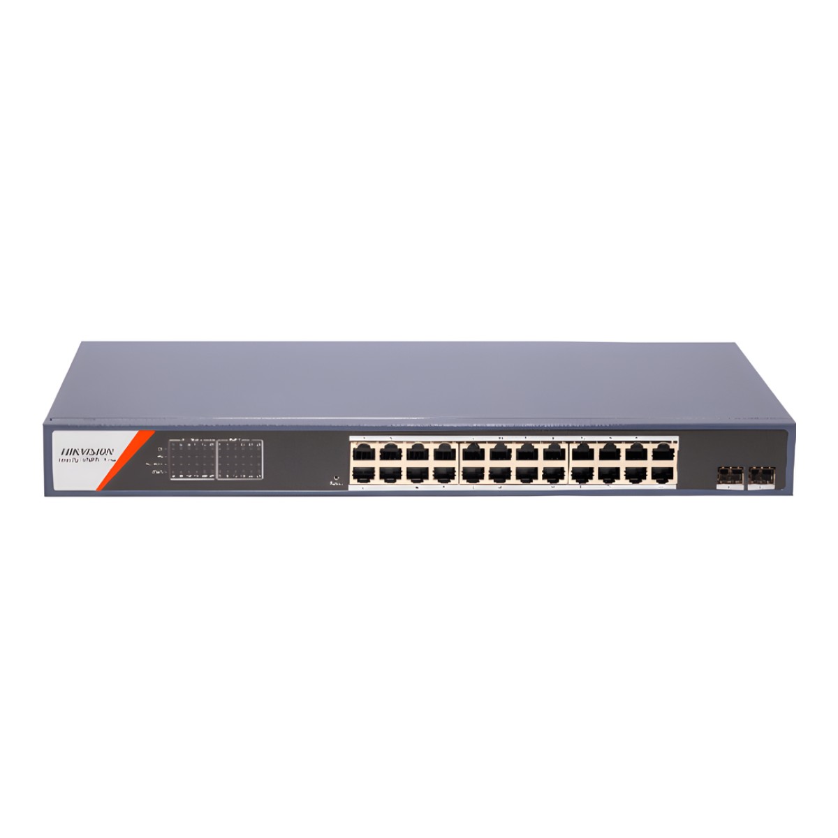 Switch Gigabit PoE+ / Administrable / 24 Puertos 1000 Mbps PoE+ / 2 Puertos SFP / Configuración Remota desde Hik-PartnerPro / PoE Extendido 250 Metros / 370 Watts