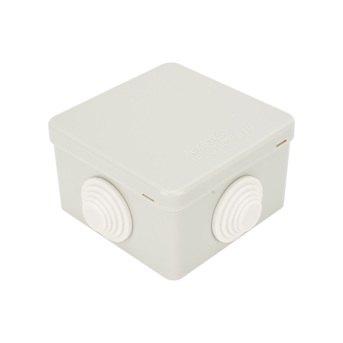 Caja de Derivación-Conexión para Exterior IP55 con 4 Entradas / 80 x 80 x 50 mm (3.1 x 3.1 x 2 in) / Sellado Seguro con Empaque + 4 Tornillos / Resiste Agua, Polvo y Sol Directo