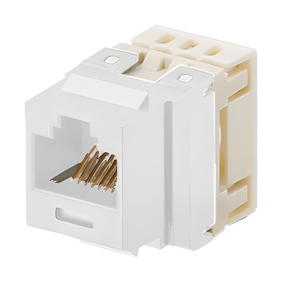 Conector Jack Estilo 110 (de Impacto), Tipo Keystone, Categoría 5e, de 8 Posiciones y 8 Cables, Color Blanco