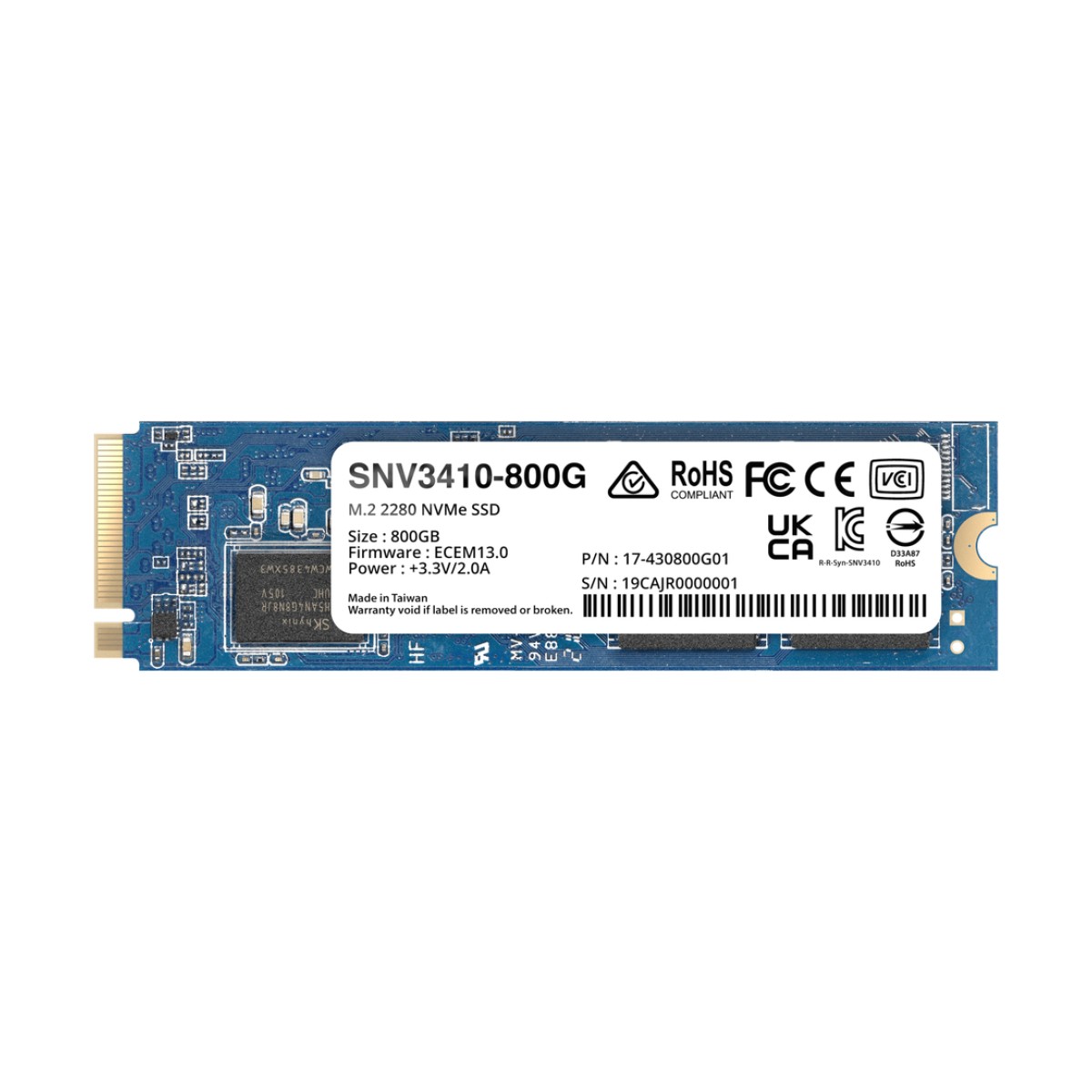SSD NVMe M.2 SNV3410/3510 | SSD 400GB | Alto Rendimiento 400000 IOPS Lectura | 70000 IOPS Escritura | Resistencia 1022 TBW | Protección de Datos Integral | Análisis de Vida Útil | Diseñada para Sistemas Synology.