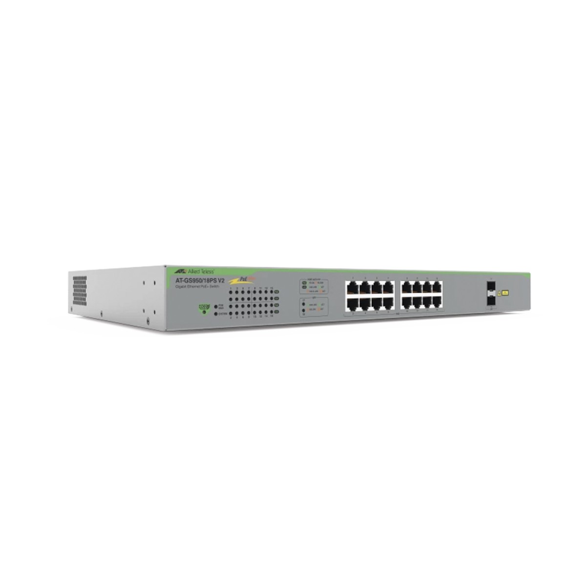 Switch PoE+ Gigabit WebSmart de 16 puertos 10/100/1000 Mbps (2 x Combo) + 2 puertos gigabit SFP (Combo), 185 W