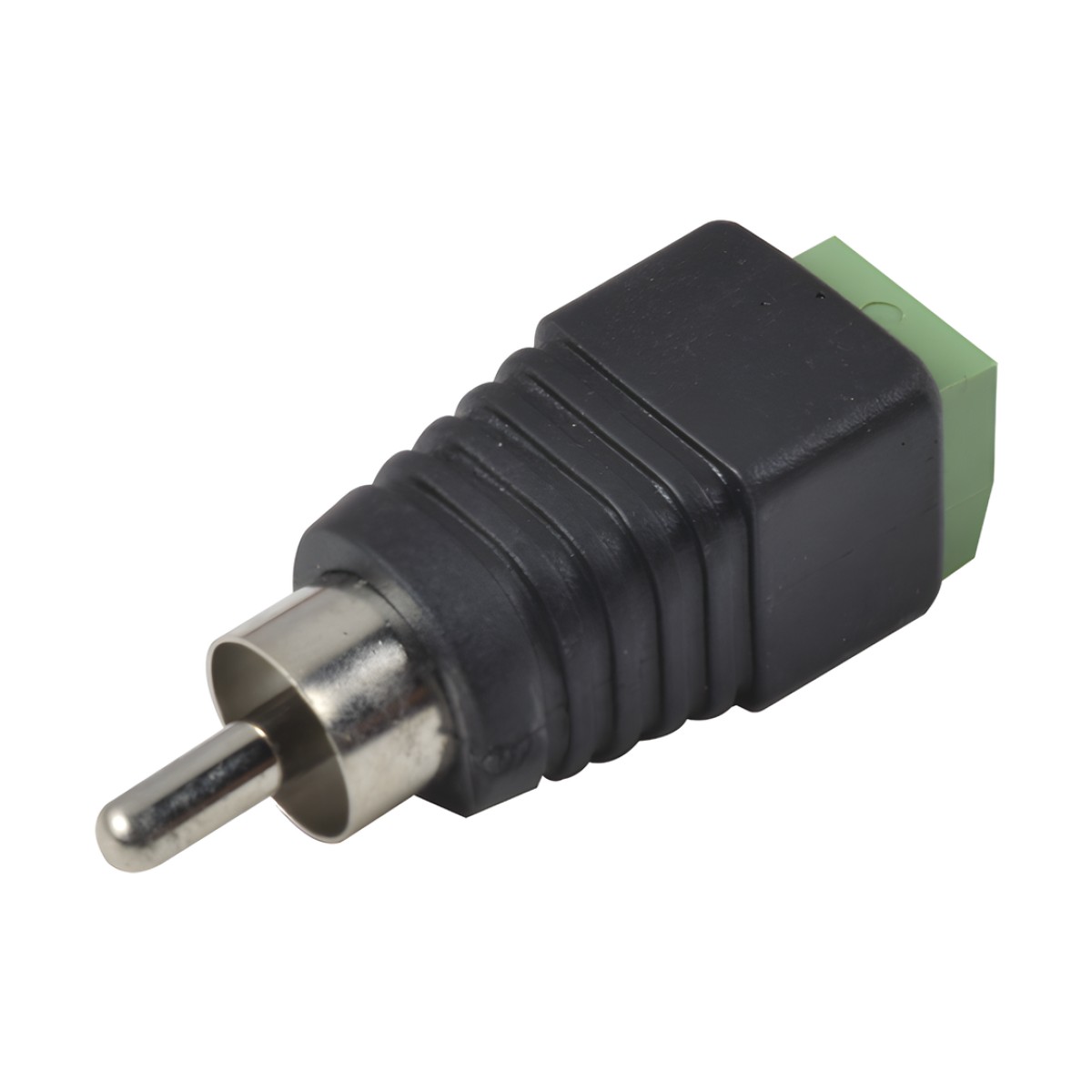 Adaptador RCA Macho Tipo Jack Polarizado / Terminales Tipo Tornillo / Polarizado (+/-) / Recomendado para Video y Audio en Sistemas de Video Vigilancia a 2 Hilos