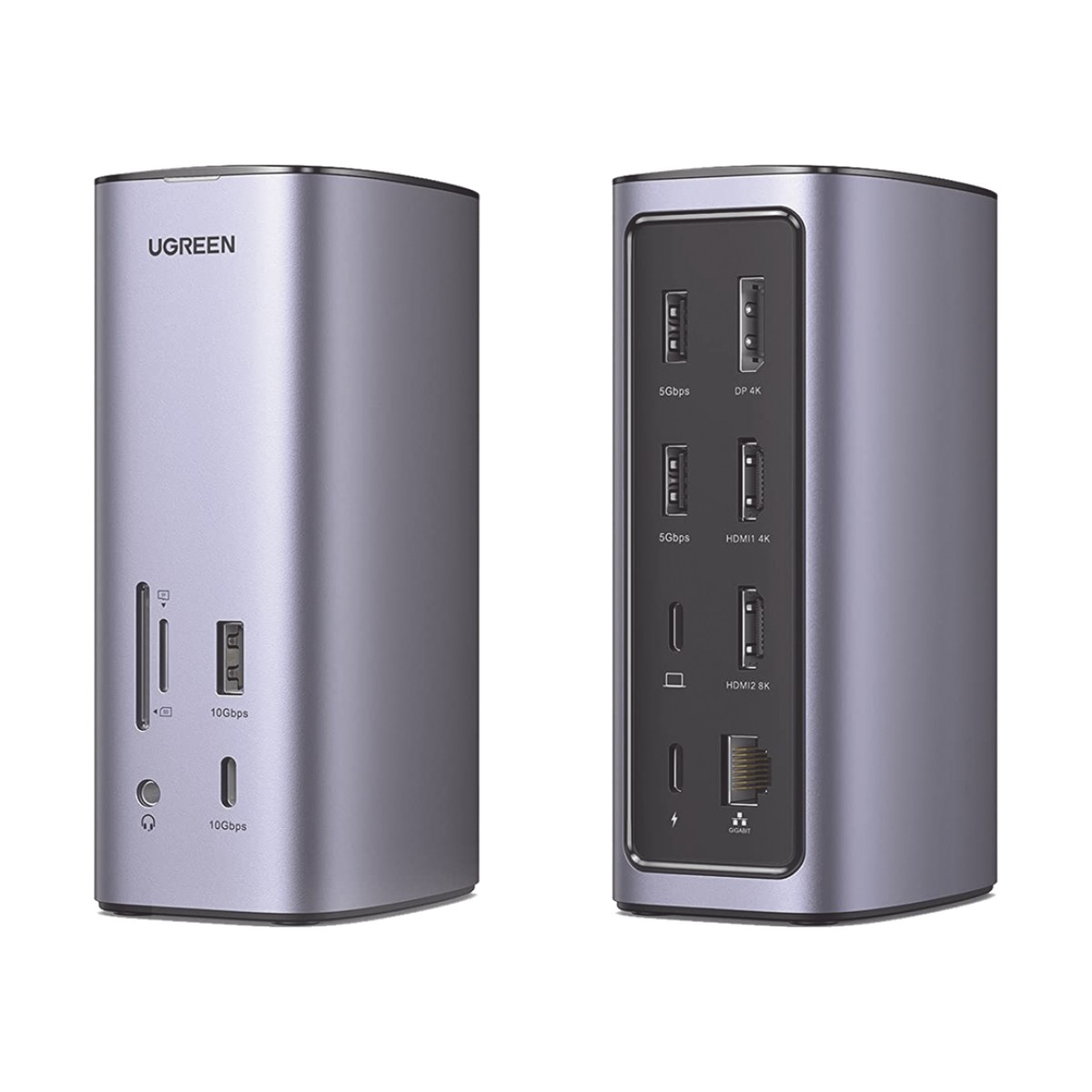 HUB USB-C (Docking Revodok Pro) 12 en 1 | 2 USB-A 3.0 | 1 USB-C PD Carga 100W | 1 USB-A 3.1 | 1 USB-C 3.1 | HDMI 4K | HDMI 8K Ultra HD | Display Port 4K | RJ45 (Gigabit) | Lector Tarjeta SD + Micro SD (TF) | Jack Audio 3.5mm.