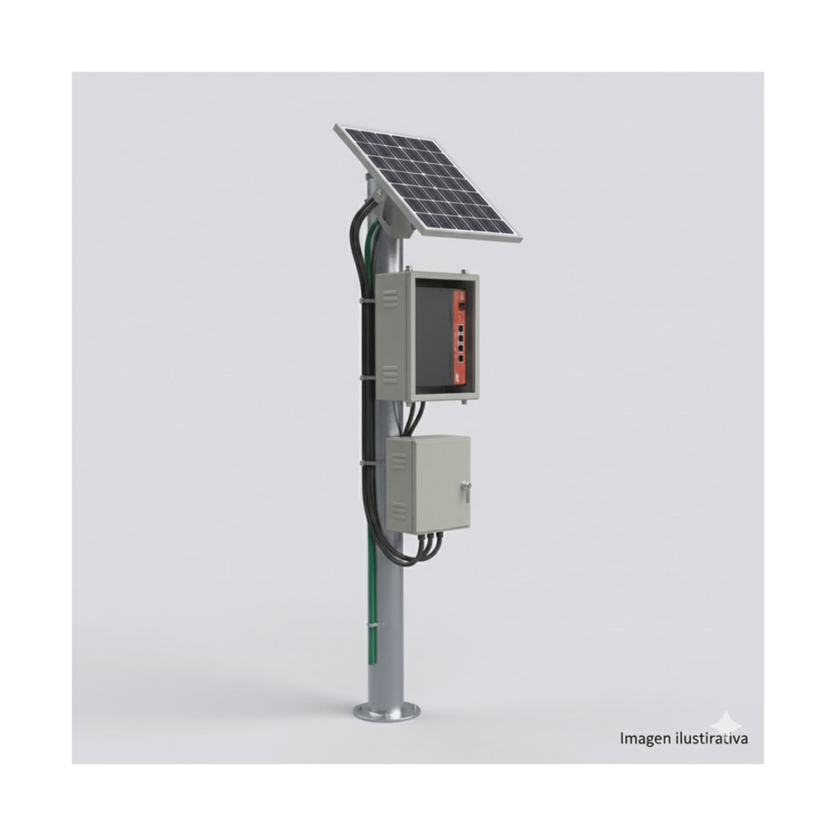 Kit Solar Witek de 28 W con 5 Puertos PoE 802.3 af y PoE Pasivo 24 V para alimentar Camaras IP y un Enlace Punto a Punto en 24 Vcc