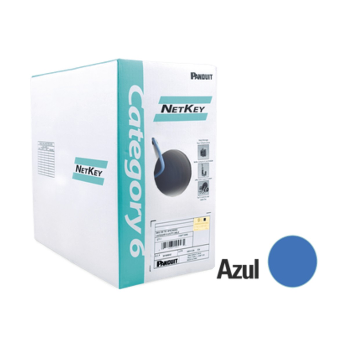 Bobina de Cable UTP 305 Metros (1000 Pies) de Cobre, NetKey, Reelex, Azul, Categoría 6 (24 AWG), 1000Mbps, PVC (CM), de 4 Pares