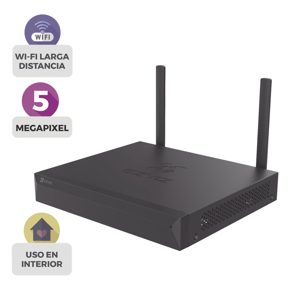 NVR Inalámbrico (WiFi) de 8 Canales IP / Admite Cámaras hasta 5 Megapixel (3K) / Salidas HDMI y VGA  / H.265 / Almacenamiento hasta 8 TB