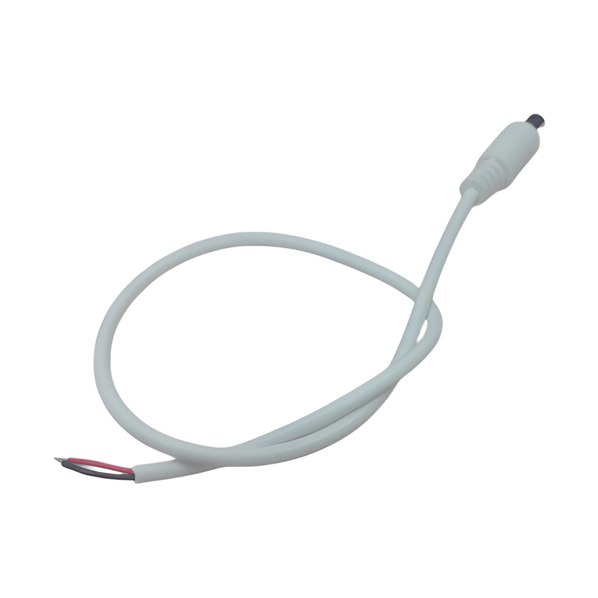Cable con Conector Macho (Pigtail) | Forro Blanco |  Alimentación para Vcc con Puntas Libres | Polarizado | Largo 22 cm (8.66 Pulgadas) / Calibre 22AWG.
