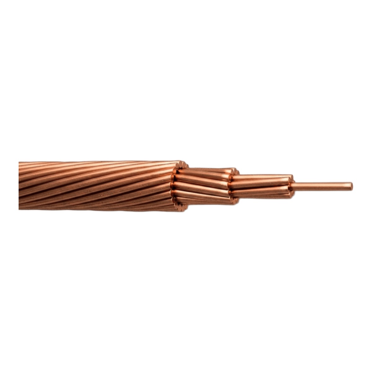 Cable de Cobre Desnudo | Calibre 1/0 AWG | Construcción Concéntrica | Alta Conductividad Eléctrica | Uso en Líneas Aéreas y Puestas a Tierra