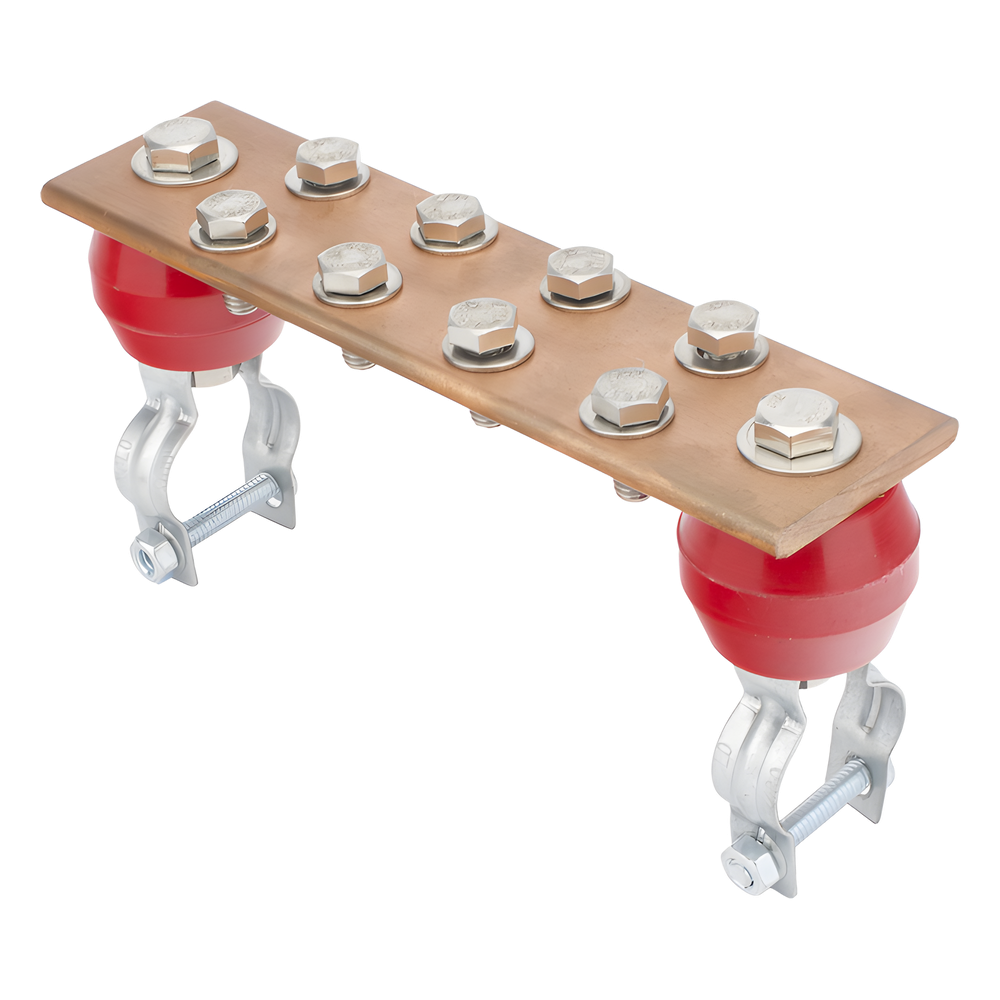 Barra Unión Torre 1000A / Cobre 100% / Compatible STZ30-45 / Aisladores Rojos / EIA-TIA-BICSI / TMGB-TGB