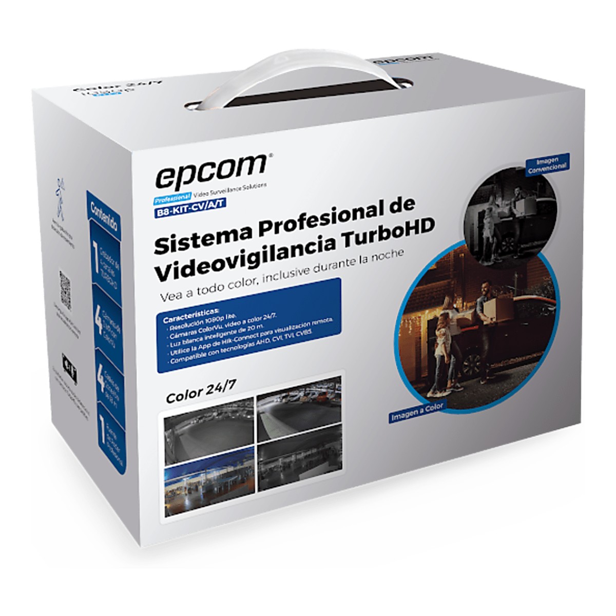 Kit TurboHD 1080p / DVR 4 Canales / 4 Cámaras Bala ColorVu con Microfono Integrado / Fuente de Poder / Accesorios de Instalación