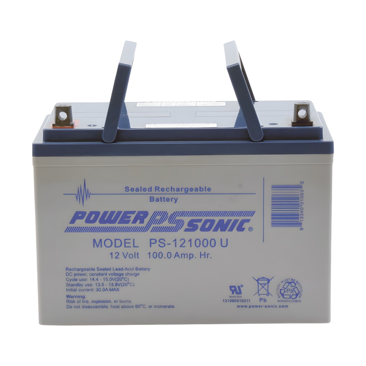 Batería 12V, 100AH, Para Respaldo, Tecnologías AGM/VRLA, 10-12 Años Vida Útil, Terminales U, Reconocida UL