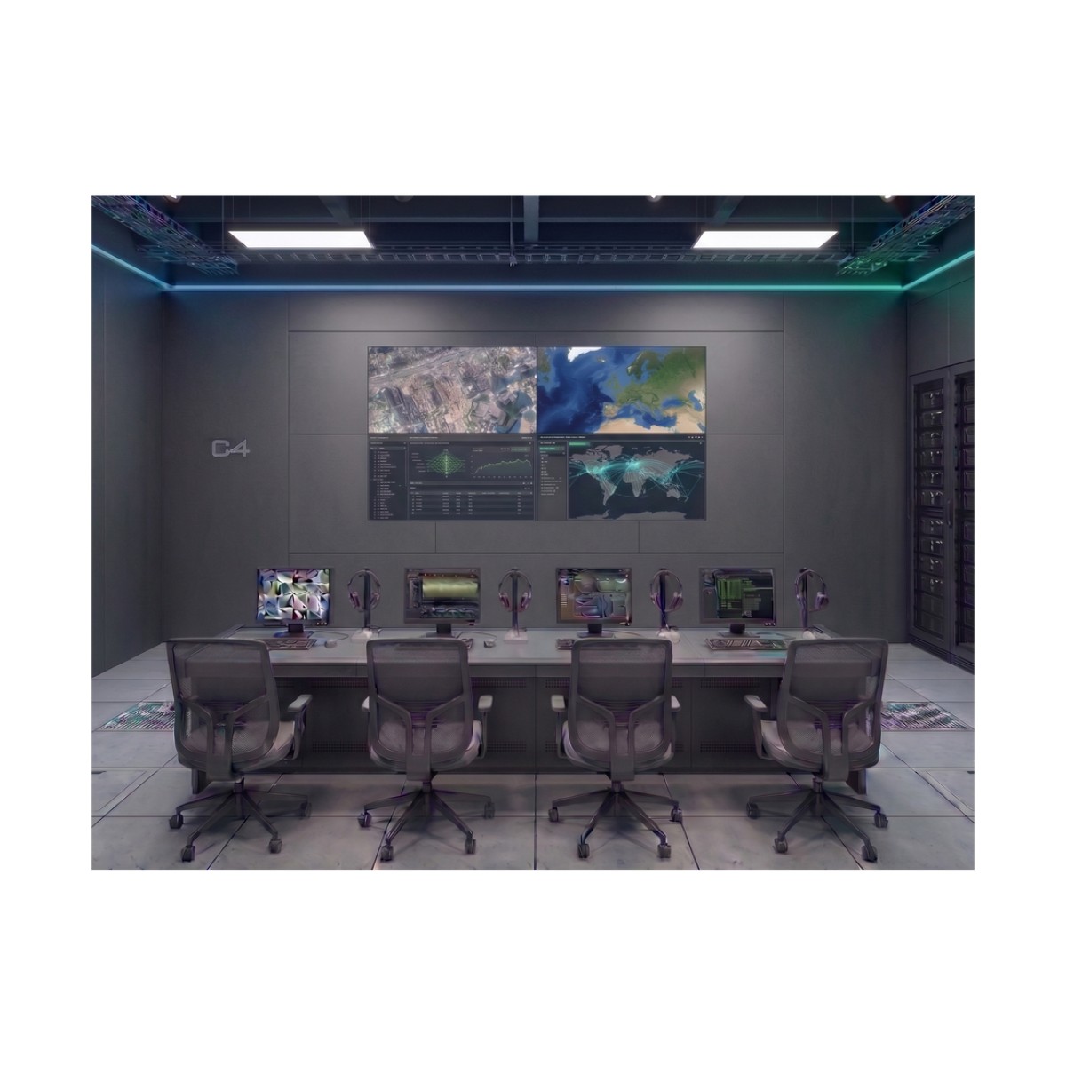 Kit Videowall 2x2 / 4 Pantallas 55" Full HD / Decodificador 16CH 4K / Montaje de Pared / Hikvision