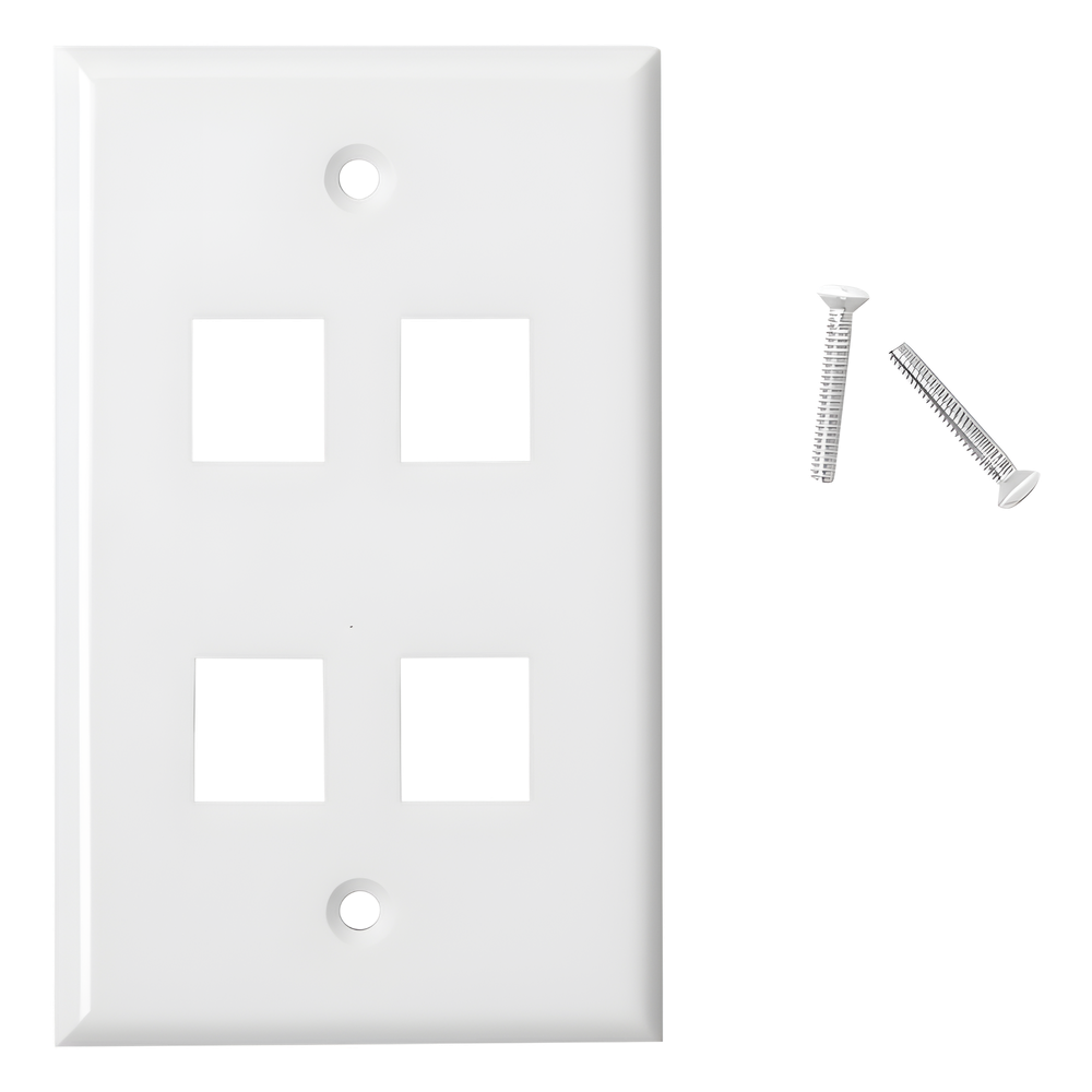 Placa de Pared de 4 Puertos, Keystone, Color Blanco