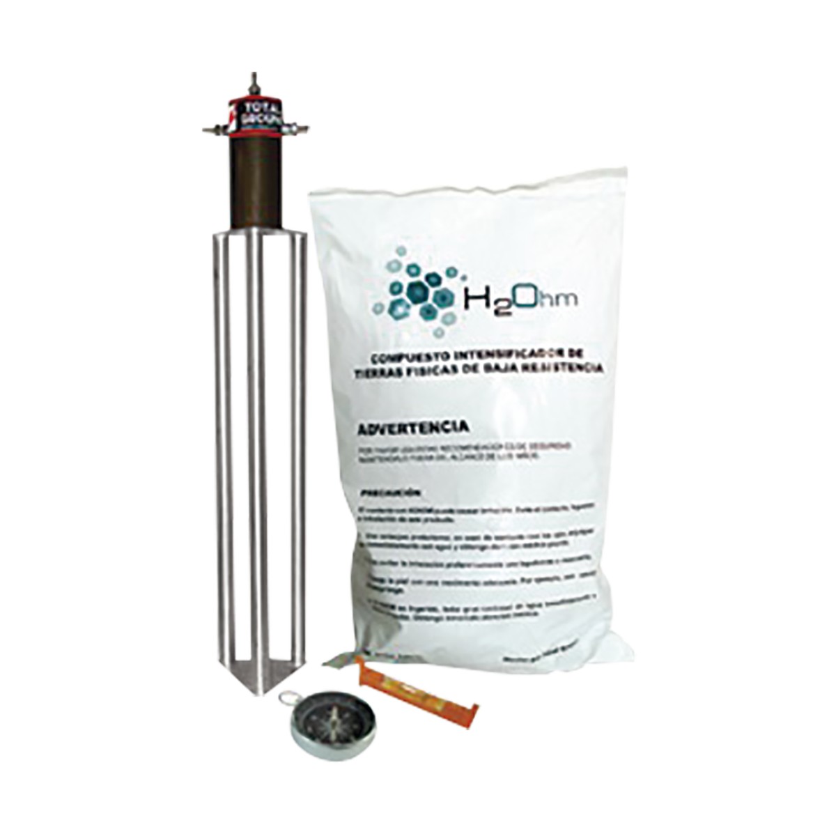 Kit Antivandalico de puesta a tierra de 45 A con Electrodo, Acoplador en Filtro y Compuesto H2Ohm.
