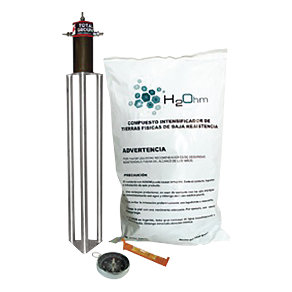 Kit Antivandalico de puesta a tierra de 45 A con Electrodo, Acoplador en Filtro y Compuesto H2Ohm.