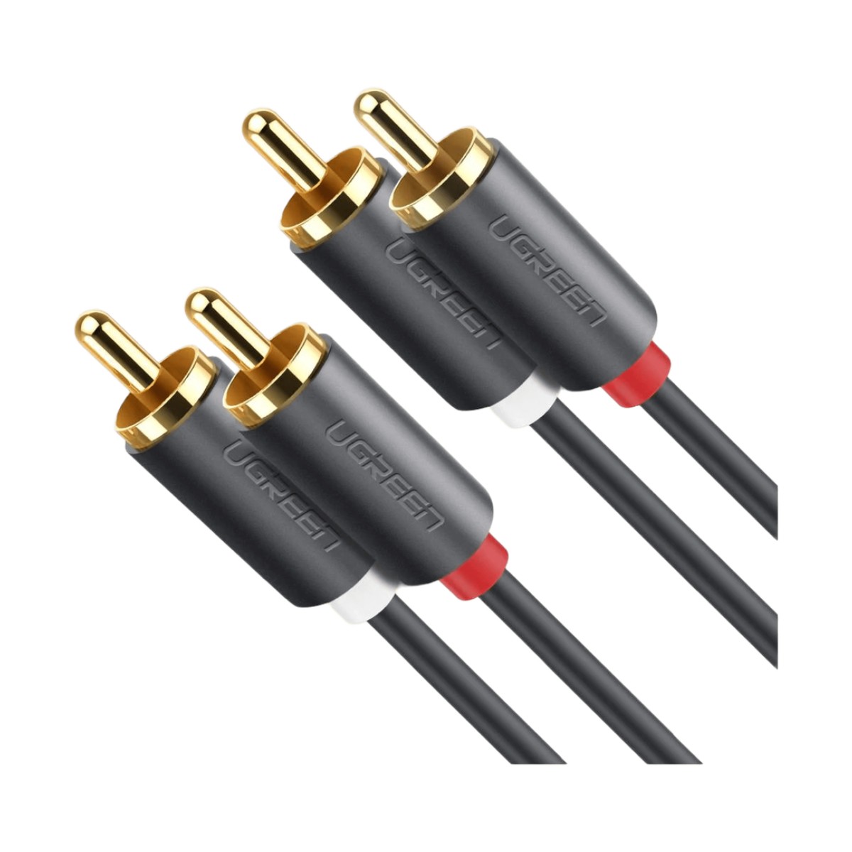 Cable de Audio 2 RCA Macho a 2 RCA Macho / 5 Metros (16.40 Pies) / Color Negro / Alta Calidad / Anillos de Goma para Asegurar un Agarre Firme al Instalar o Quitar el Cable