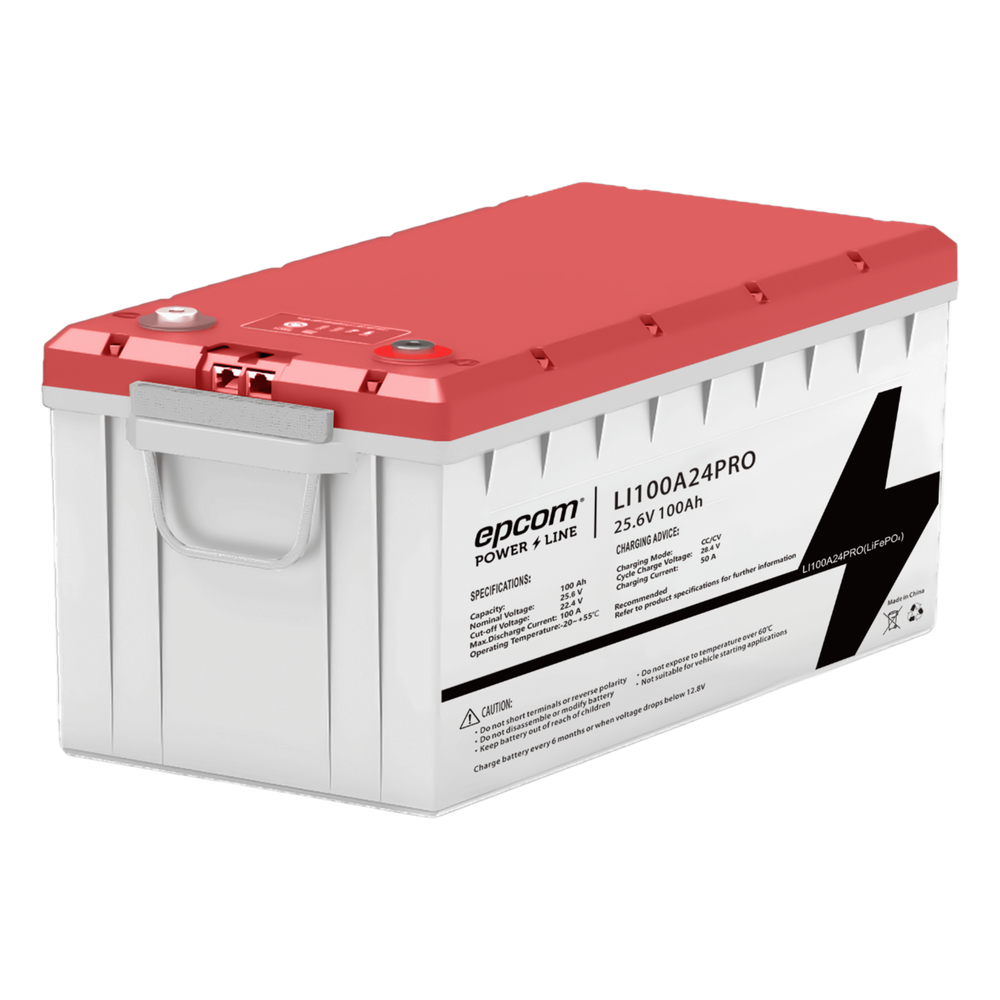 Batería de Litio LiFePO4 / 25.6 Vcc / 100 Ah / 2.56 kWh / 3500 Ciclos / BMS Integrado / Comunicación RS485 y CAN
