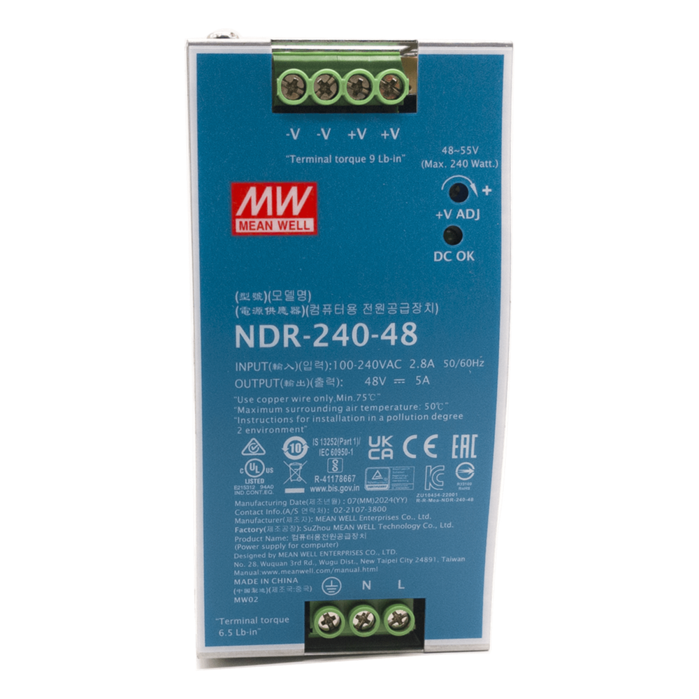 Fuente de Poder Industrial / 240 Watts / Salida 48 VCD / 5 Amp / Montaje Riel Din