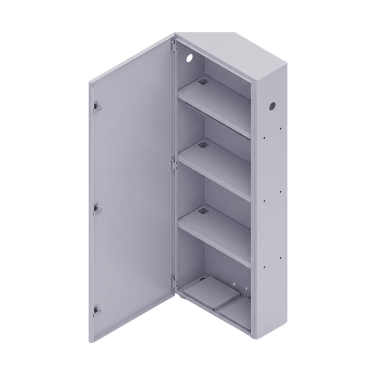 Gabinete para instalación de 4 Baterías , Fabricado en Lámina Galvanizada, Accesorios para poste (No incluidos)