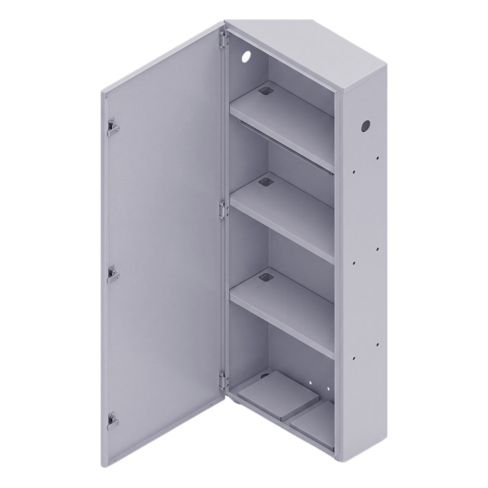 Gabinete para instalación de 4 Baterías , Fabricado en Lámina Galvanizada, Accesorios para poste (No incluidos)