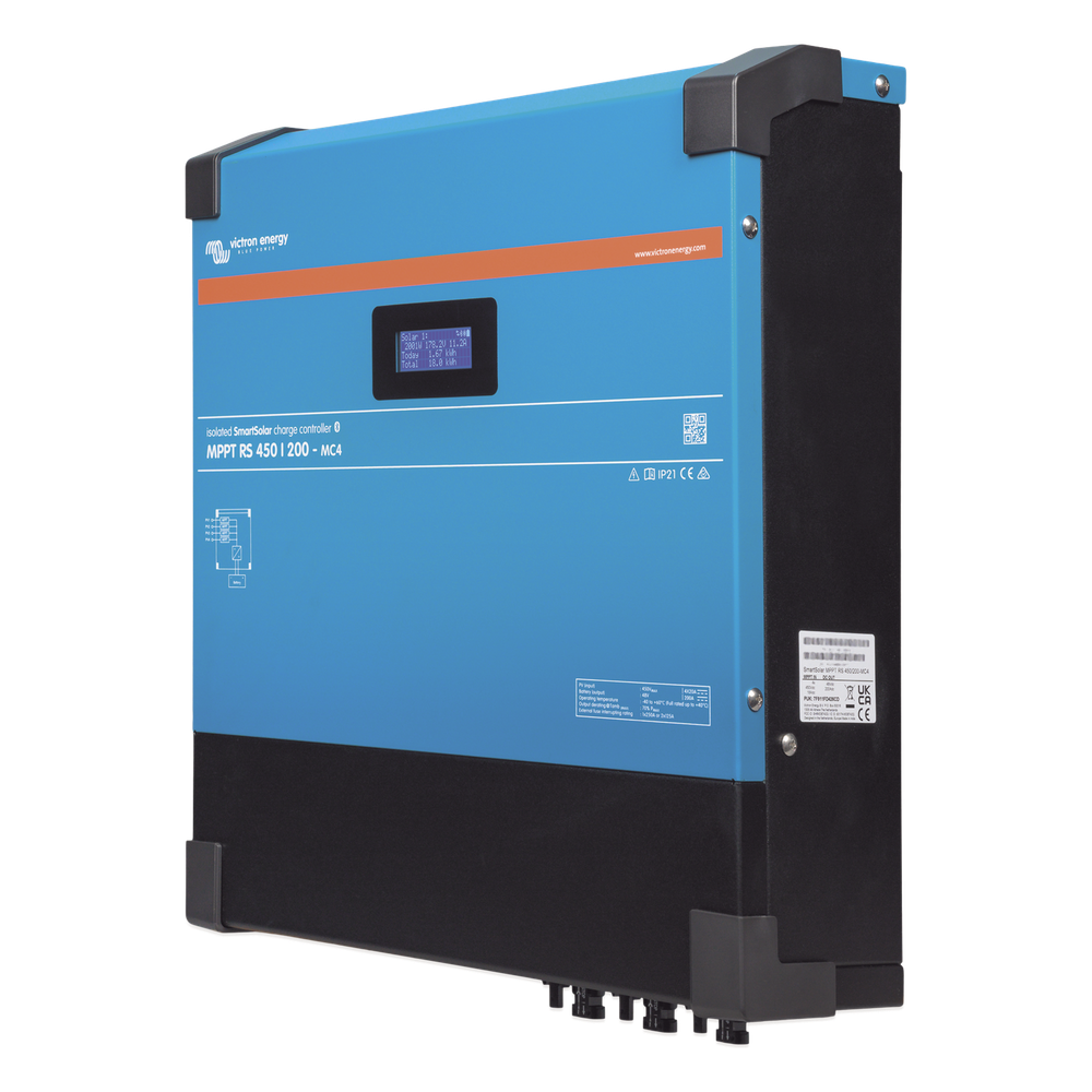 SmartSolar MPPT RS 450/200-MC4. Controlador Solar MPPT 200A, Voltaje: 48 Vcc. Para uso con Inv. Cargadores Victron