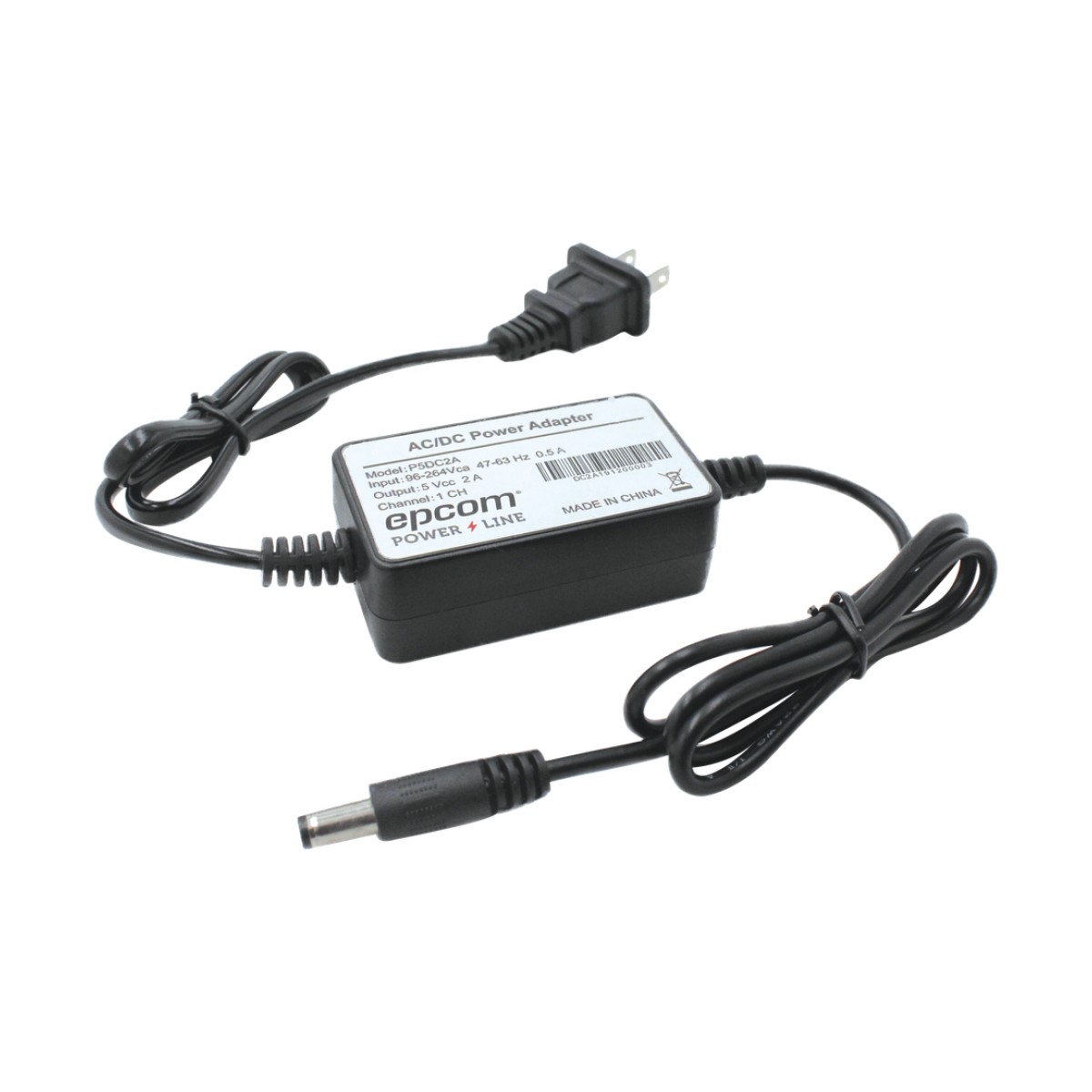 Fuente de poder de 5 Vcc regulado @ 2A; UL; Voltaje de entrada de 100-240 Vca / Con Terminales de Extensión
