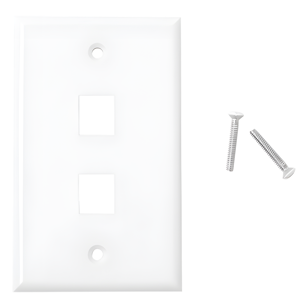 Placa de Pared de 2 Puertos, Keystone, Color Blanco