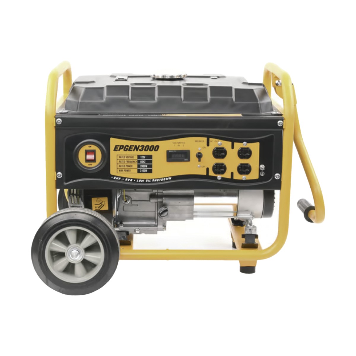 Generador a Gasolina / Planta de Emergencia 3kW (7HP), 110Vca, Encendido de Jalón, Jaula con Ruedas para Fácil Traslado