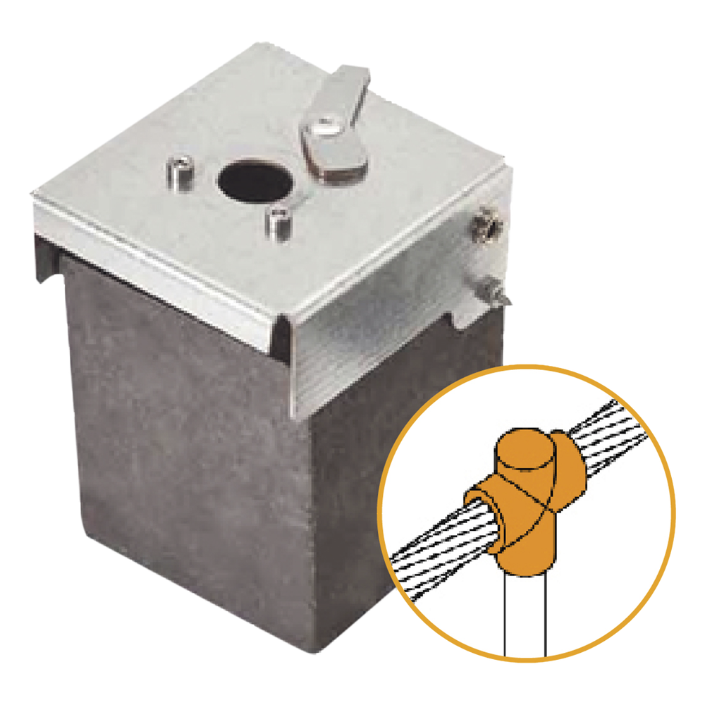 Molde de Grafito Vertical Unión en T / Cable 2/0 AWG a Pica 5/8 in / 70 Soldaduras / Acero Electrogalvanizado / Normativa IEC 62305