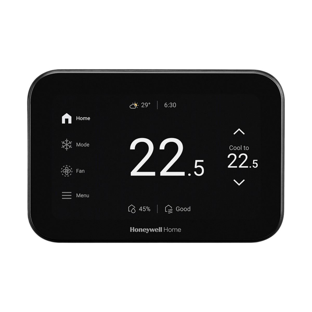 Termostato inteligente con pantalla táctil de 5 pulgadas, control de calidad de aire (IAQ), hasta 4H/2C bomba de calor, Wi-Fi, Bluetooth y Matter, color negro