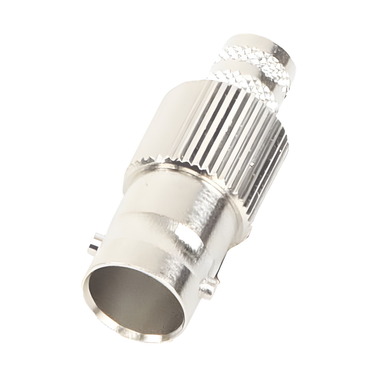 Conector BNC Hembra de 75 Ohm, Anillo Plegable para Cable RG-6/U, Níquel/ Oro/ Teflón.